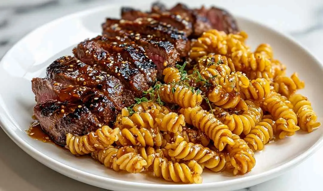Sticky Honey Garlic Steak and Rotini