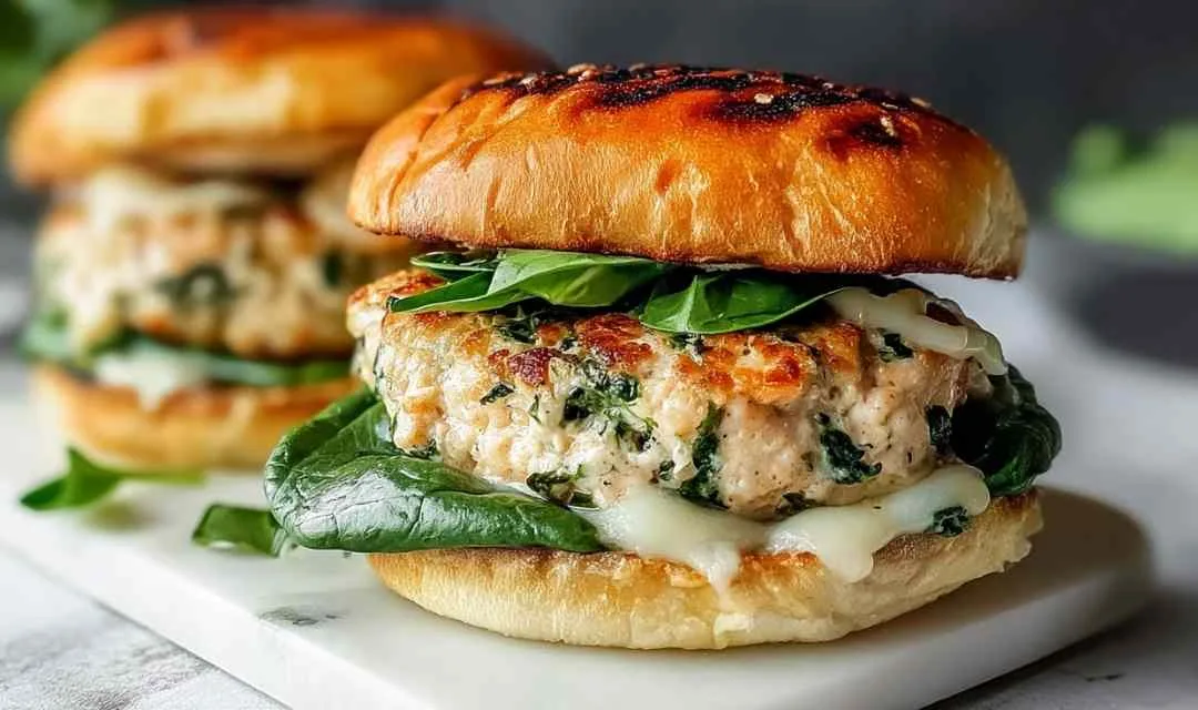 White Cheddar Spinach Chicken Burgers