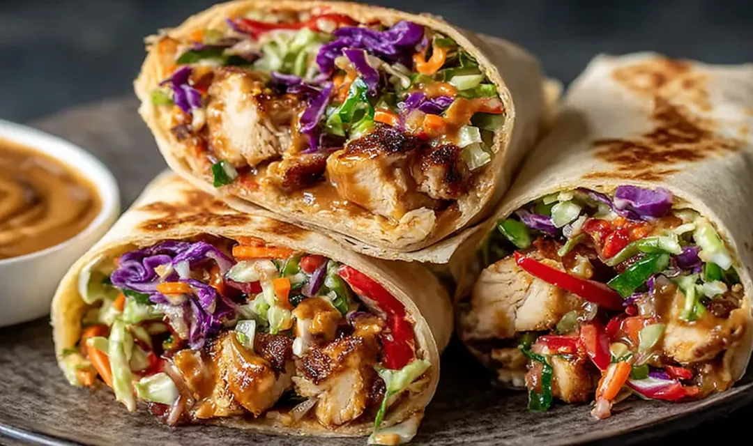 Thai Chicken Wrap with Crunchy Asian Slaw