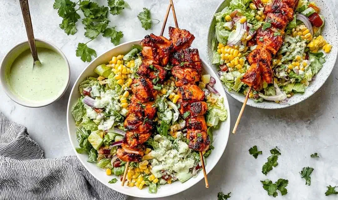 BBQ Chicken Skewer Salad
