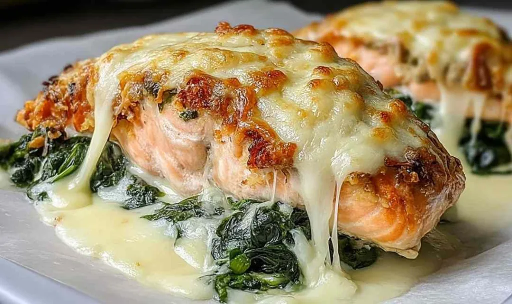 Baked Salmon with Spinach