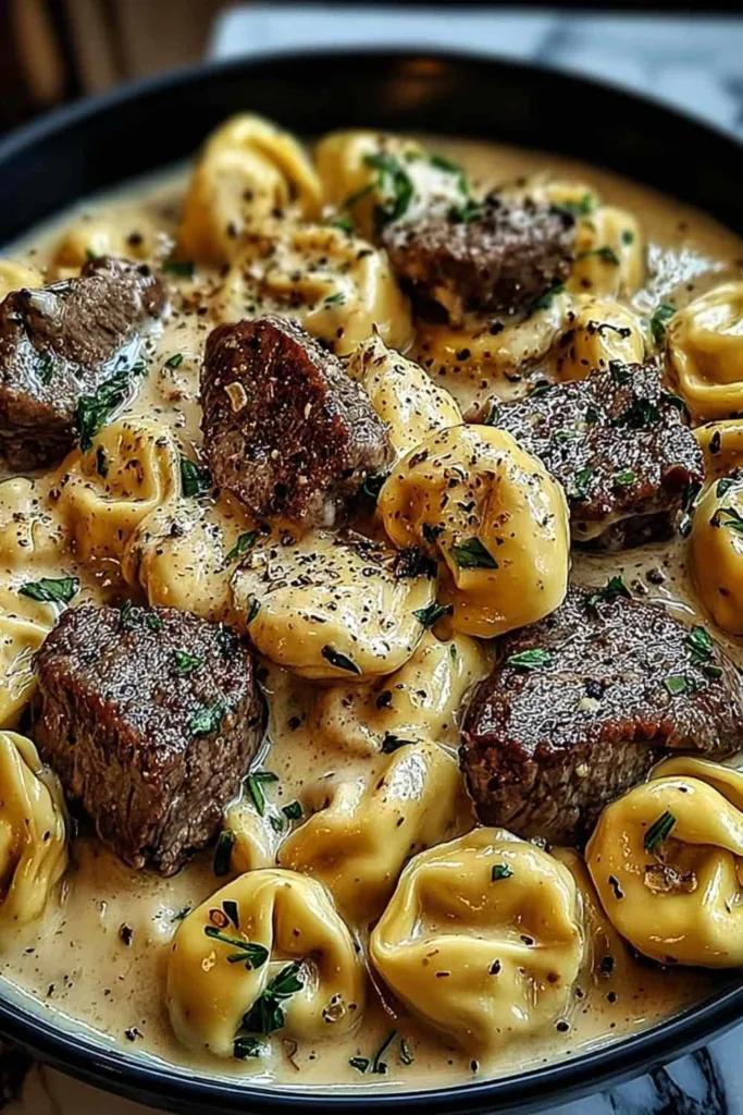 Cracked Garlic Steak Tortellini in Creamhouse Sauce