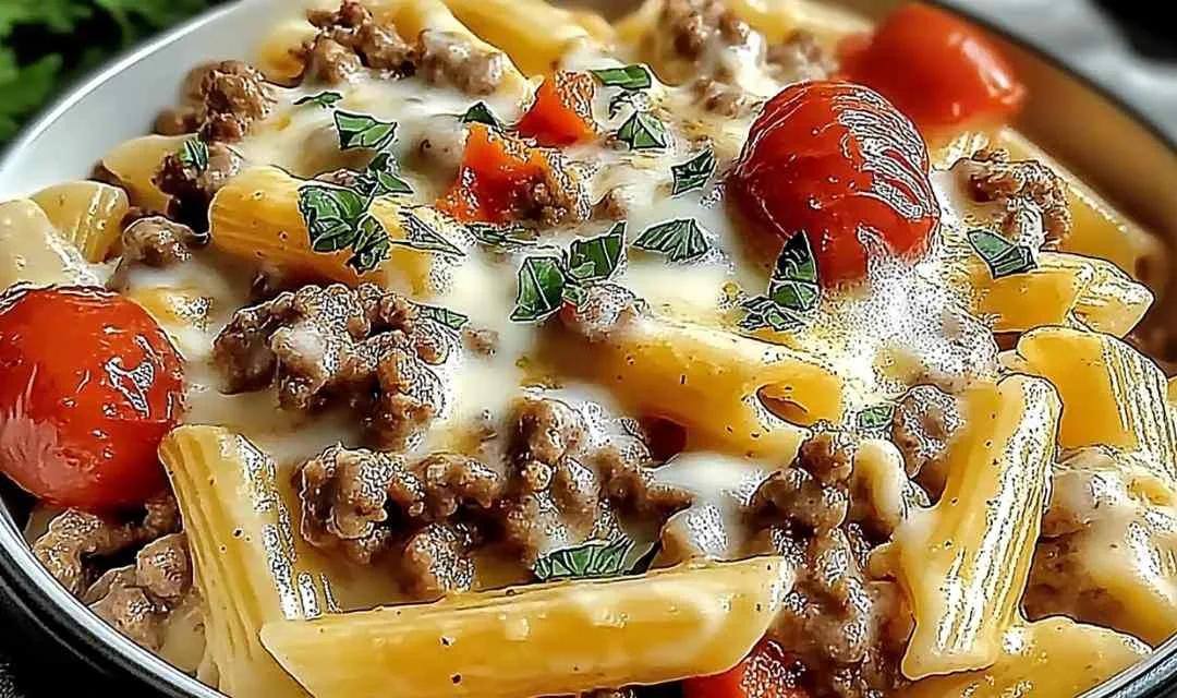 Creamy Rotel Pasta with Ground Beef
