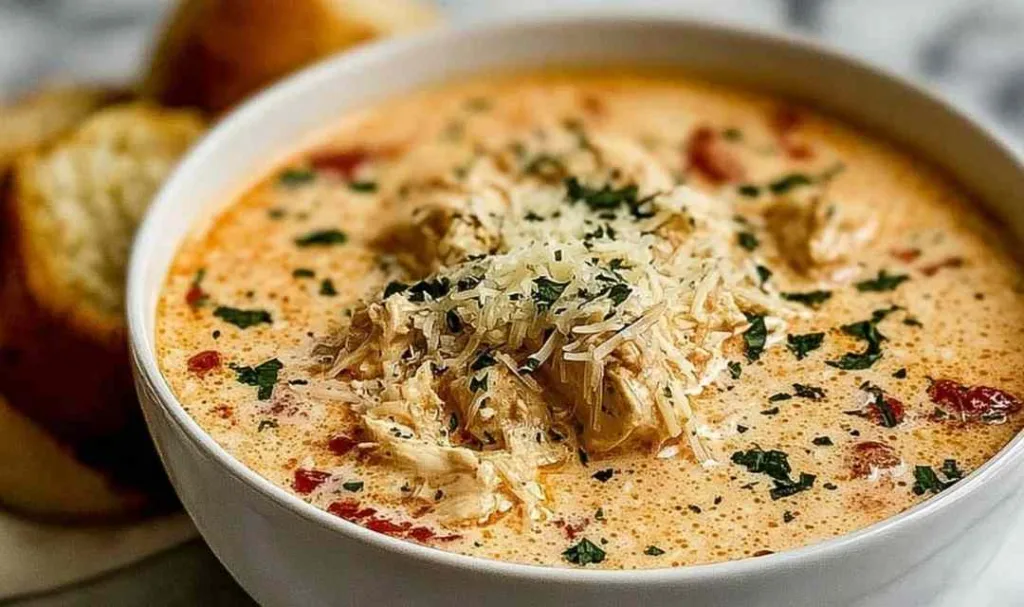 Crock Pot Creamy Chicken Parmesan Soup