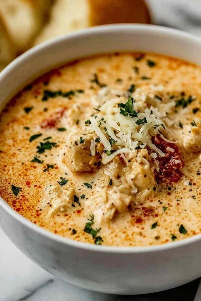 Crock Pot Creamy Chicken Parmesan Soup