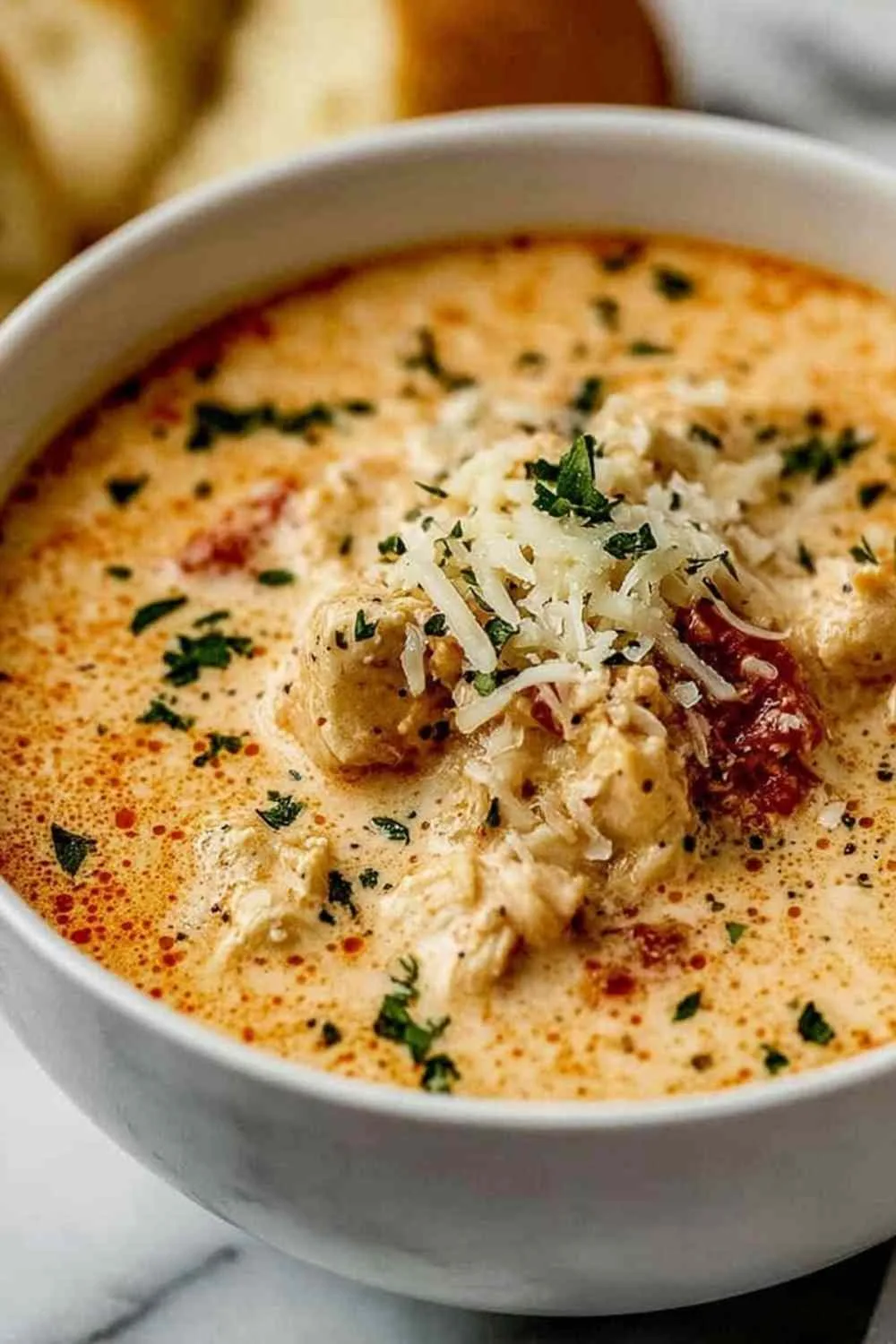 Crock Pot Creamy Chicken Parmesan Soup