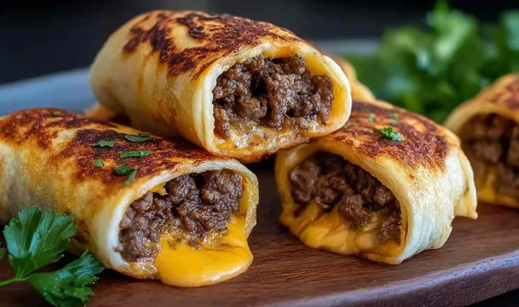Easy Garlic Butter Beef Cheeseburger Rollups