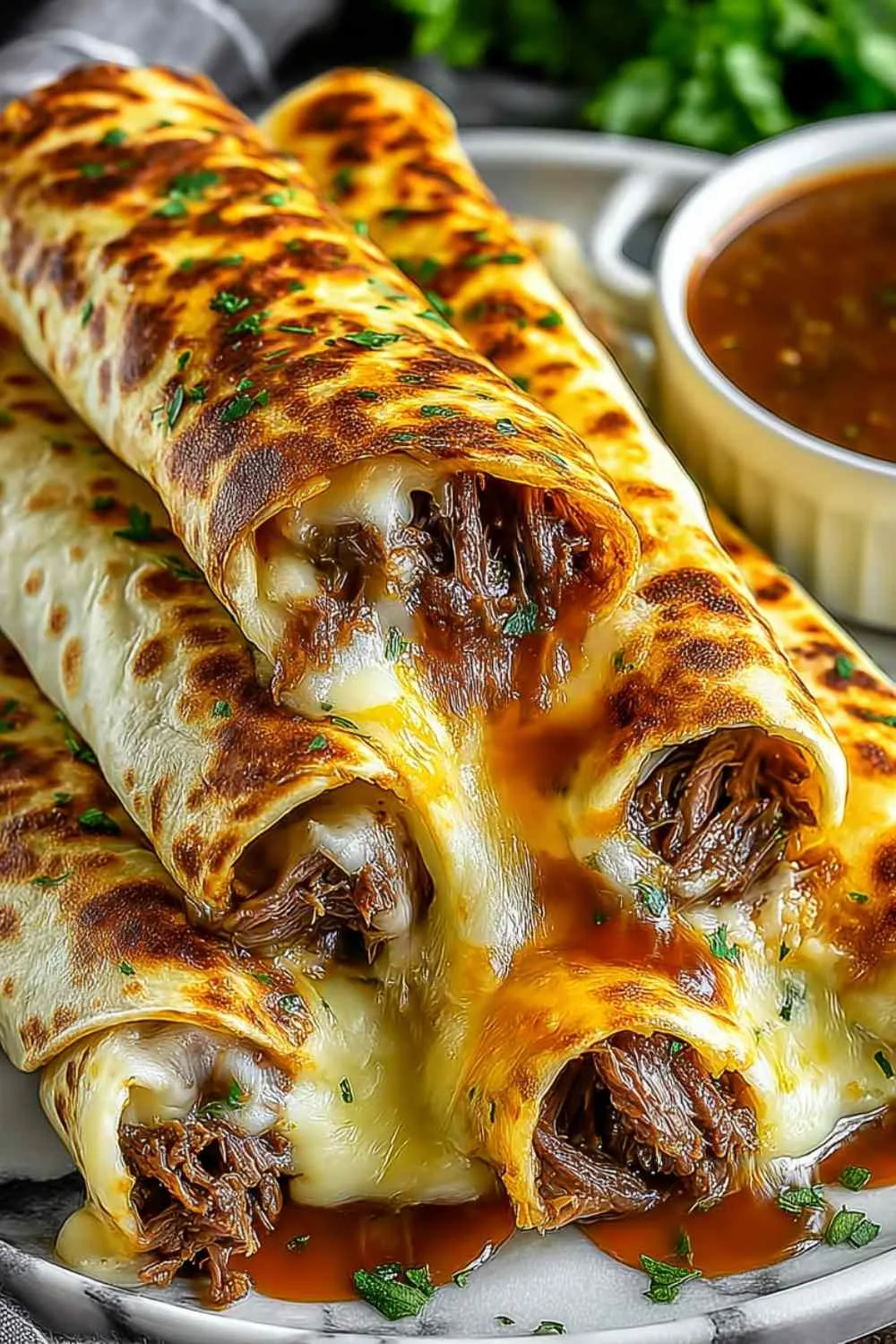 French Dip Tortilla Roll Ups