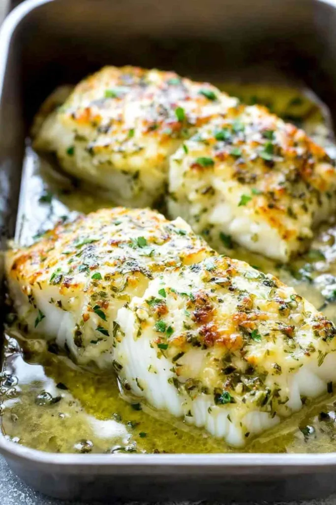 Garlic Parmesan Baked Halibut