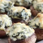 High Protein Spinach Dip Stuffed Mushrooms