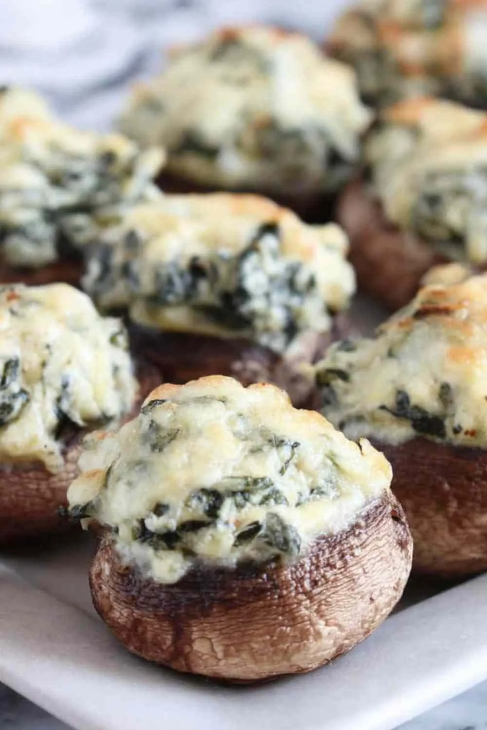 High Protein Spinach Dip Stuffed Mushrooms
