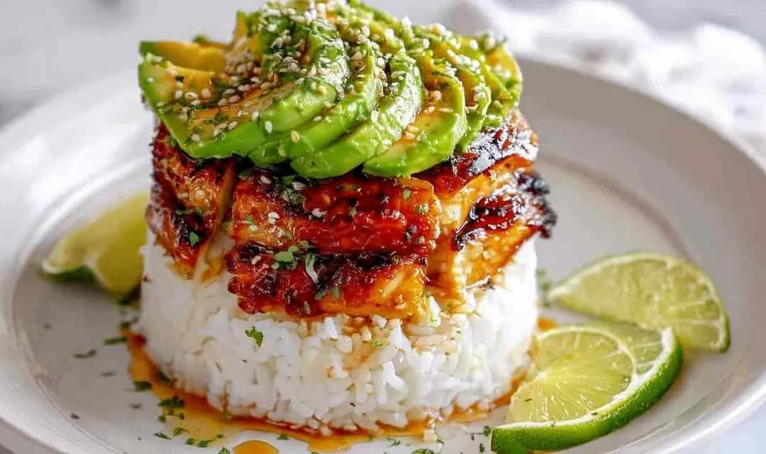 Honey Lime Chicken & Avocado Rice Stack