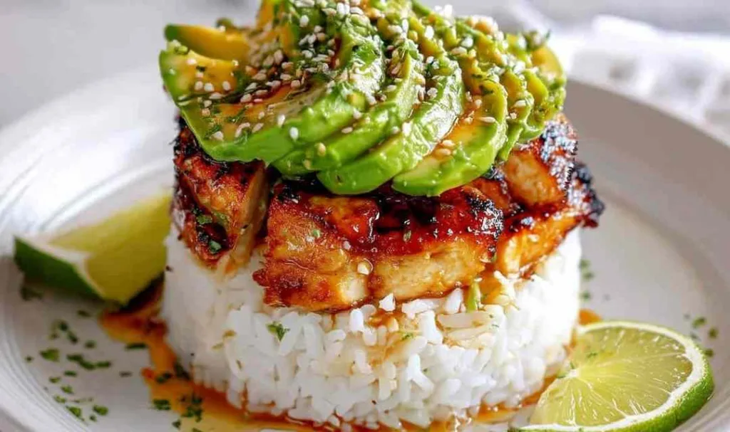 Honey Lime Chicken & Avocado Rice Stack