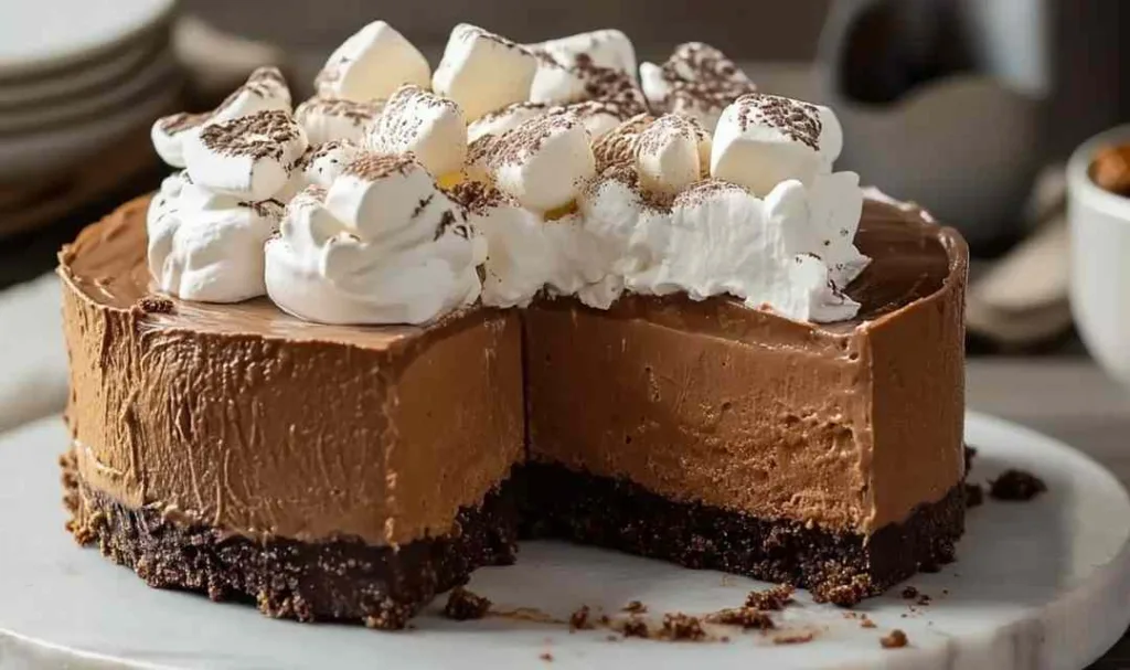 Hot Cocoa Cheesecake with Marshmallow Whipped Cream