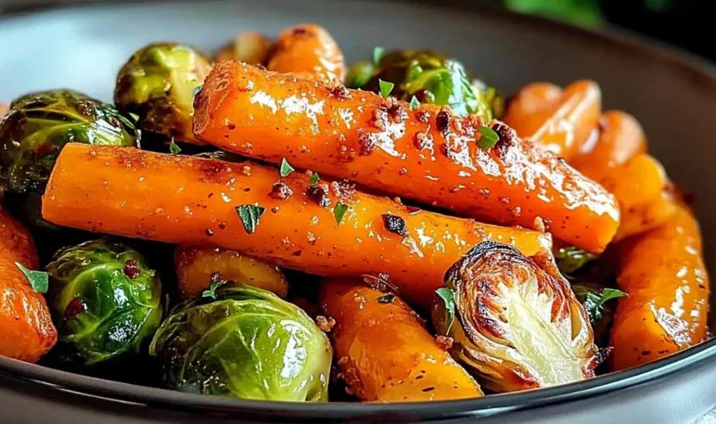 Maple Glazed Carrots and Brussels Sprouts