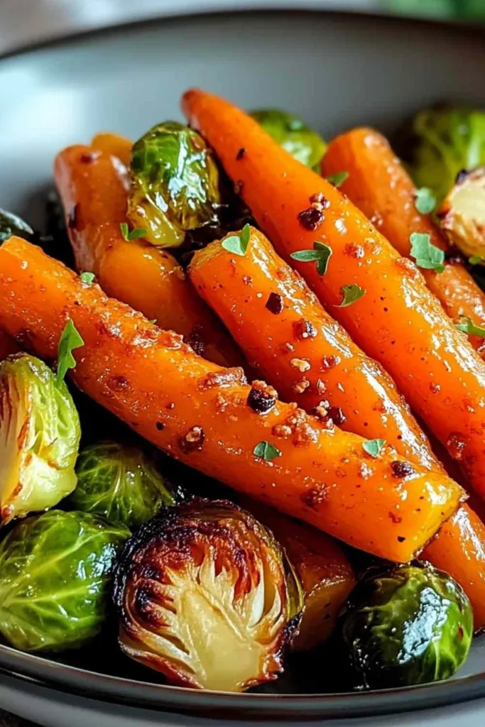 Maple Glazed Carrots and Brussels Sprouts