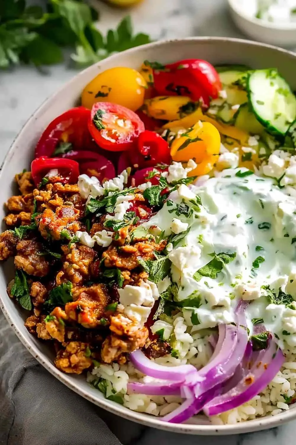 Mediterranean Ground Turkey Bowl