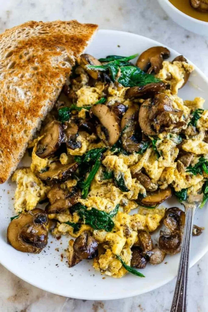 Mushroom Spinach Scrambled Egg