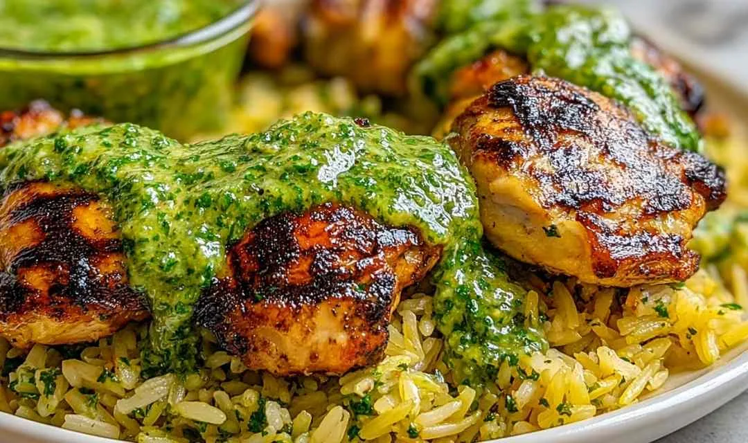 Peruvian Chicken and Rice with Green Sauce