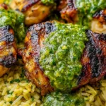 Peruvian Chicken and Rice with Green Sauce