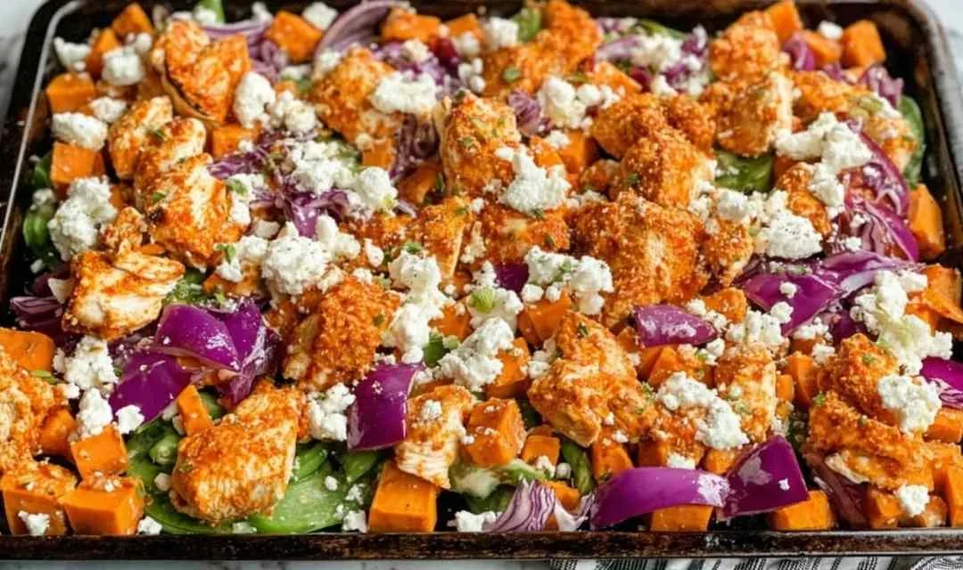 Sheet Pan Buffalo Chicken Sweet Potato Bowls