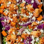 Sheet Pan Buffalo Chicken Sweet Potato Bowls