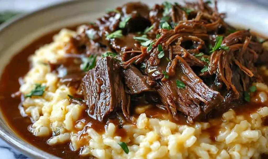 Slow-Braised Pot Roast with Creamy Parmesan Risotto