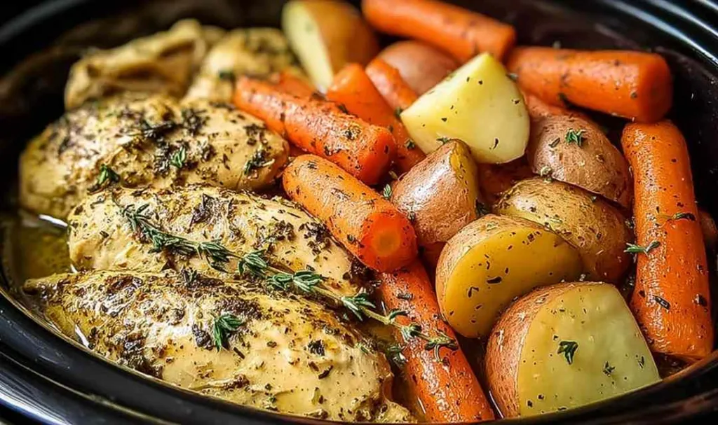 Slow Cooker Garlic Butter Chicken and Veggies
