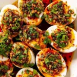 Spicy Chili Garlic Deviled Eggs
