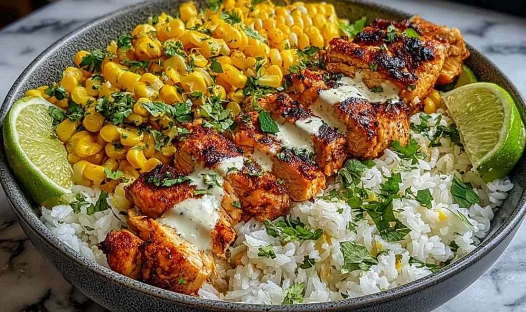 Street Corn Chicken Rice Bowl