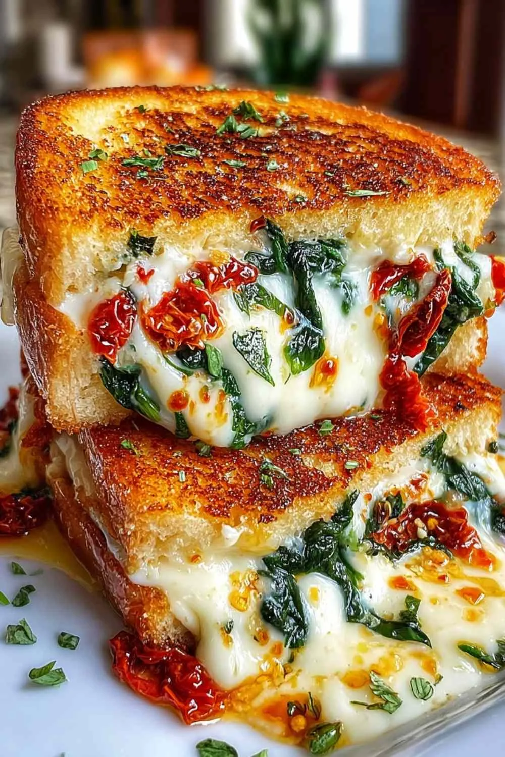 Sun-Dried Tomato Spinach Grilled Cheese