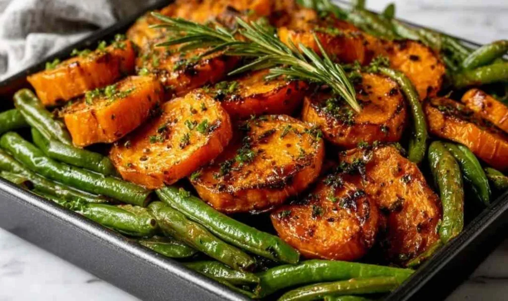 Sweet Potato Green Bean Tray Bake