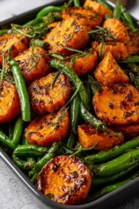 Sweet Potato Green Bean Tray Bake