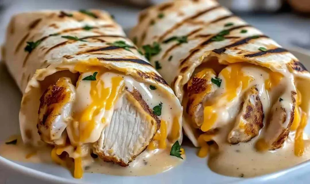 Cheesy Garlic Chicken Wraps