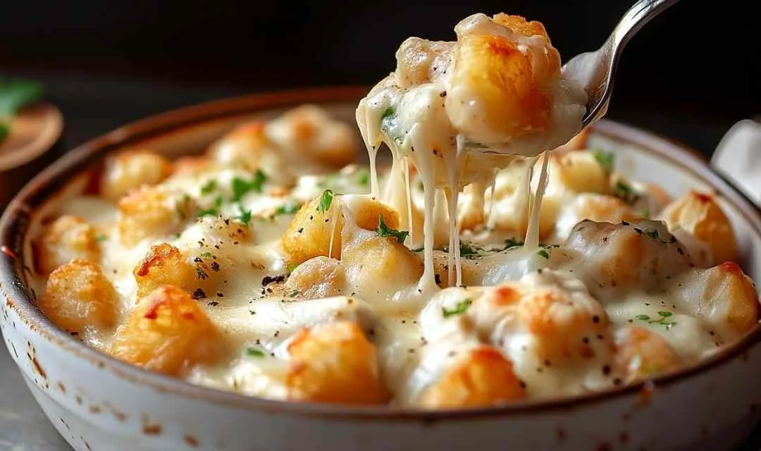 Chicken Alfredo Tater Tot Casserole