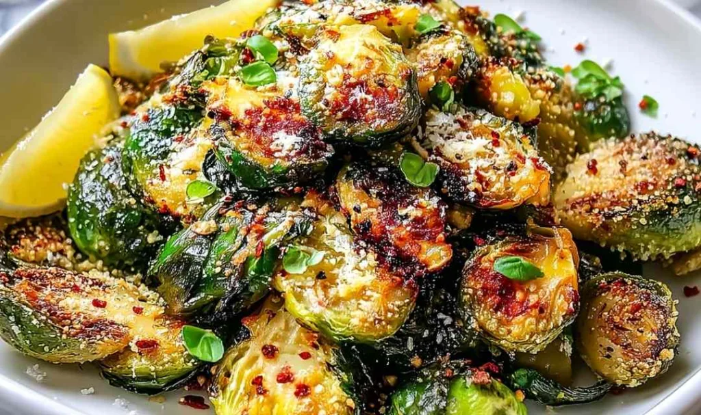 Crispy Garlic Parmesan Brussels Sprouts