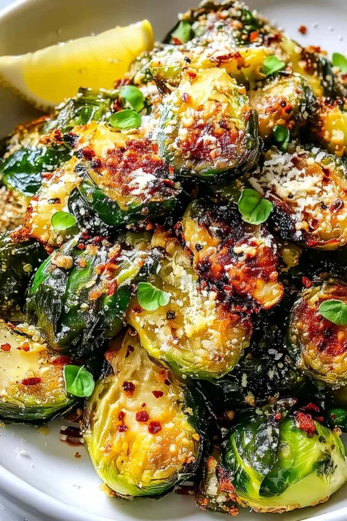 Crispy Garlic Parmesan Brussels Sprouts