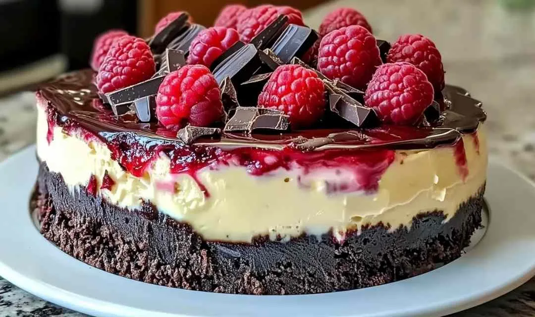 Dark Chocolate Raspberry Cheesecake