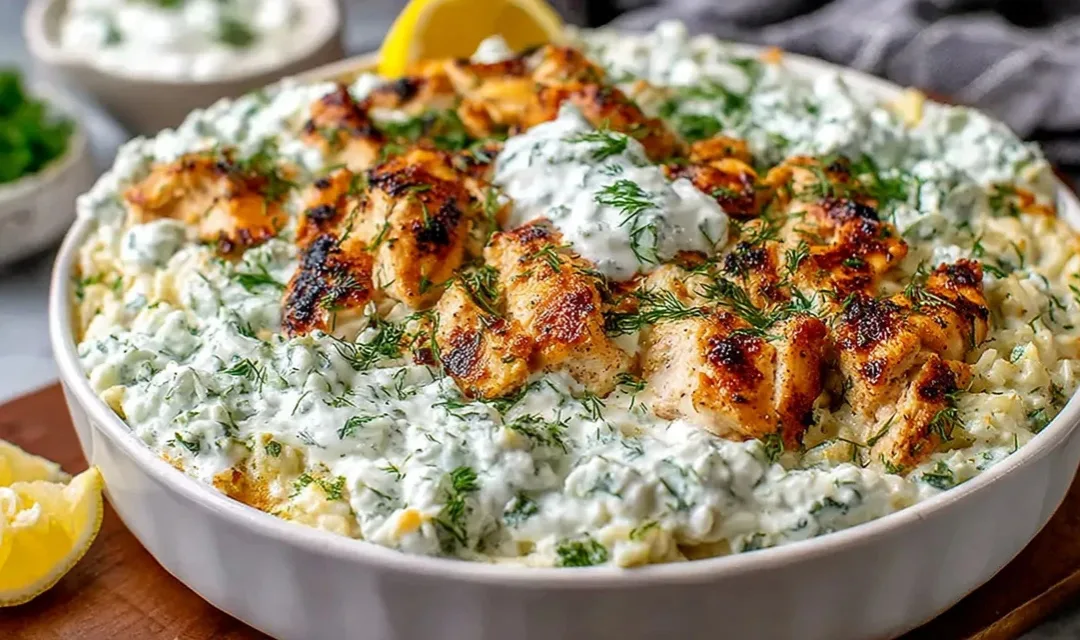 Dump-and-Bake Chicken Tzatziki Casserole