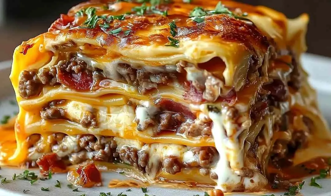 Parmesan Garlic Bacon Cheeseburger Lasagna