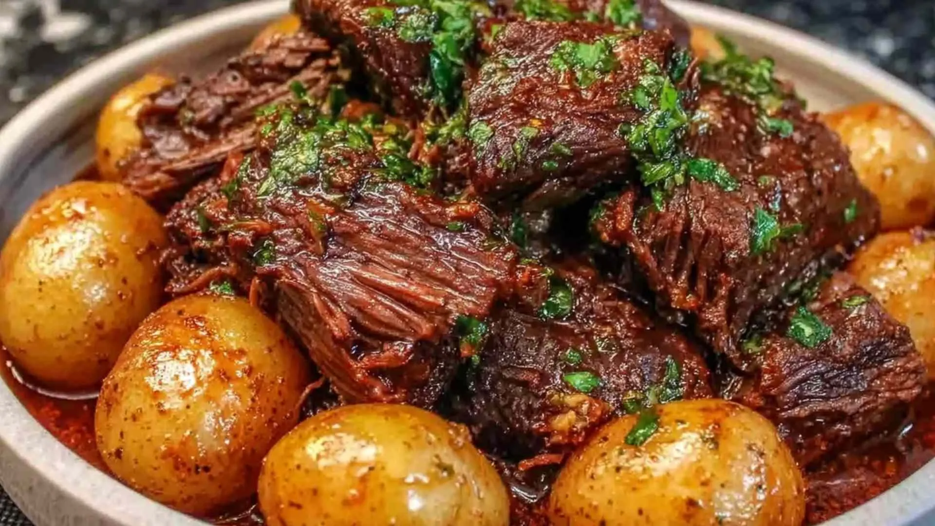 Slow Cooker Garlic Butter Beef with Potatoes