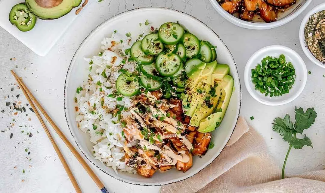 Spicy Salmon Bowls with Coconut Rice