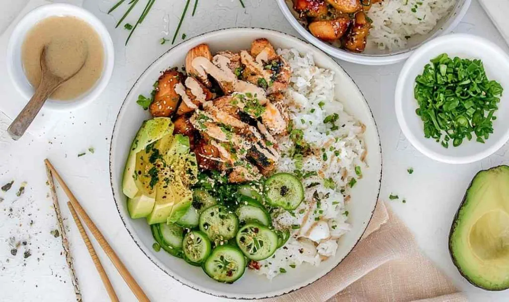 Spicy Salmon Bowls with Coconut Rice