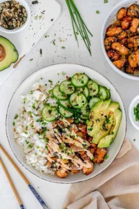 Spicy Salmon Bowls with Coconut Rice