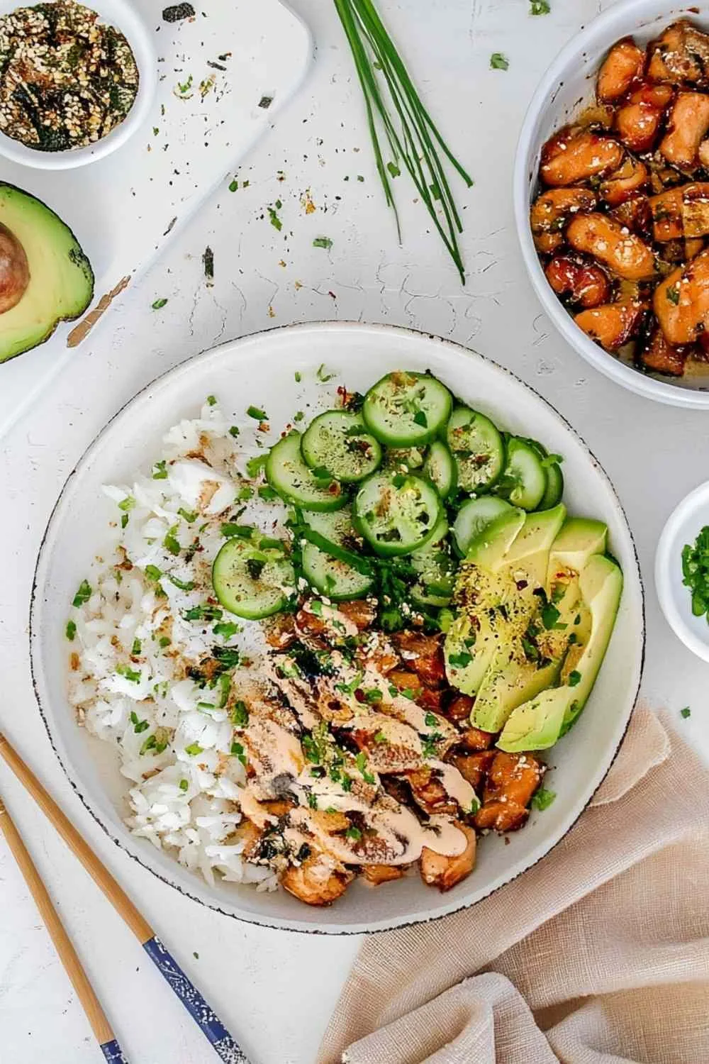 Spicy Salmon Bowls with Coconut Rice