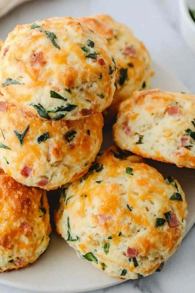 breakfast protein biscuits on parchment lined baking tray with melted cheddar topping