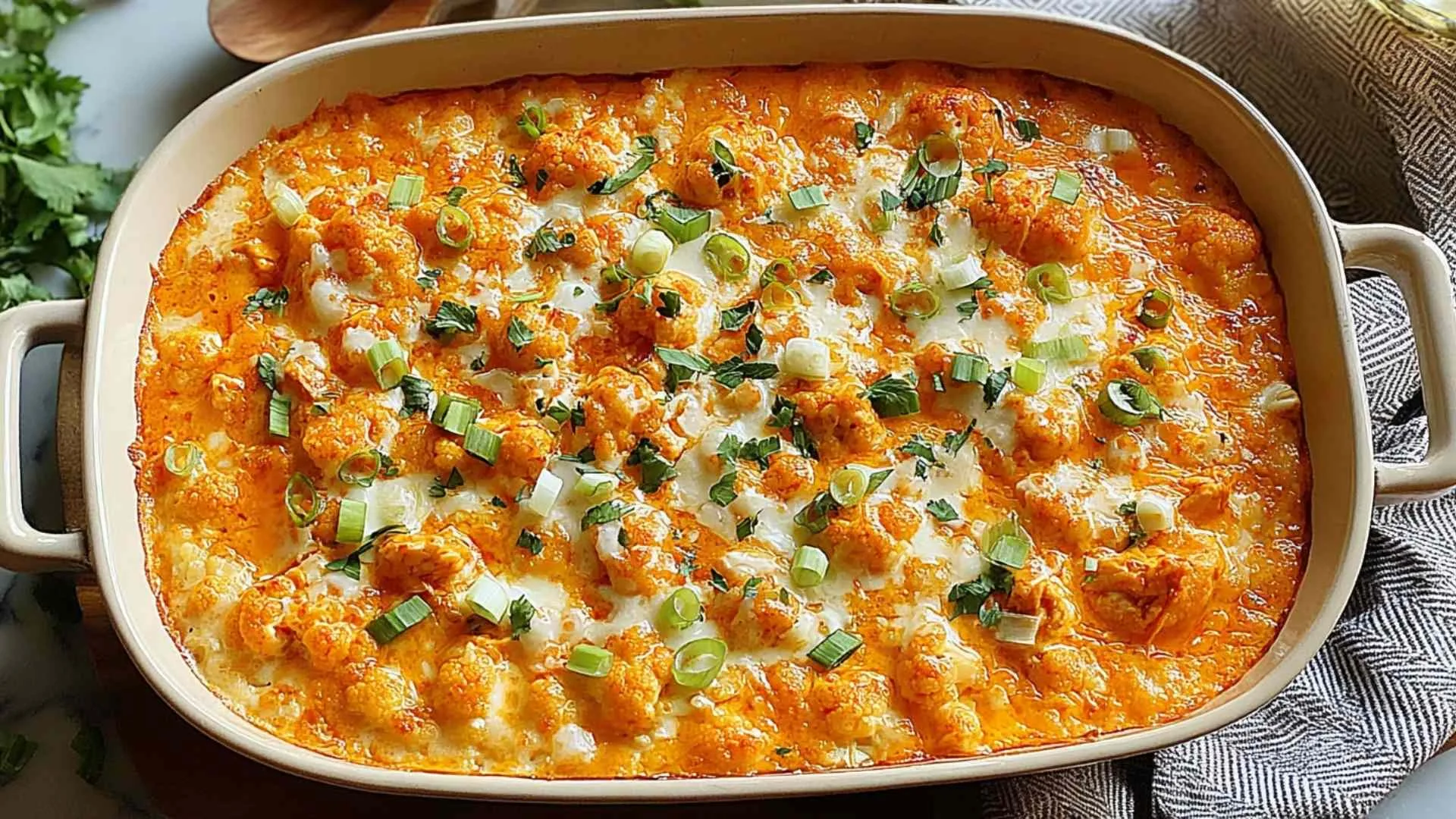 Buffalo Chicken & Cauliflower Casserole