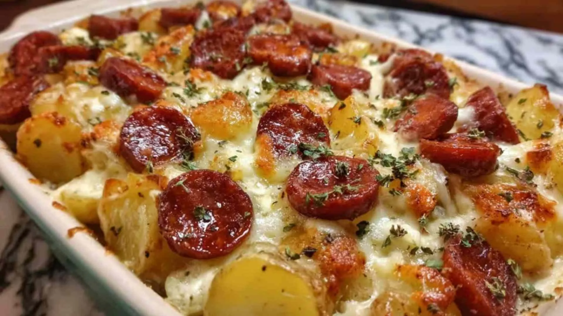 CHEESY RANCH POTATOES AND SMOKED SAUSAGE