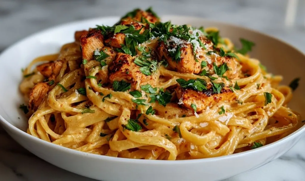 Cowboy Butter Chicken in a cast iron skillet with garlic herb butter sauce.