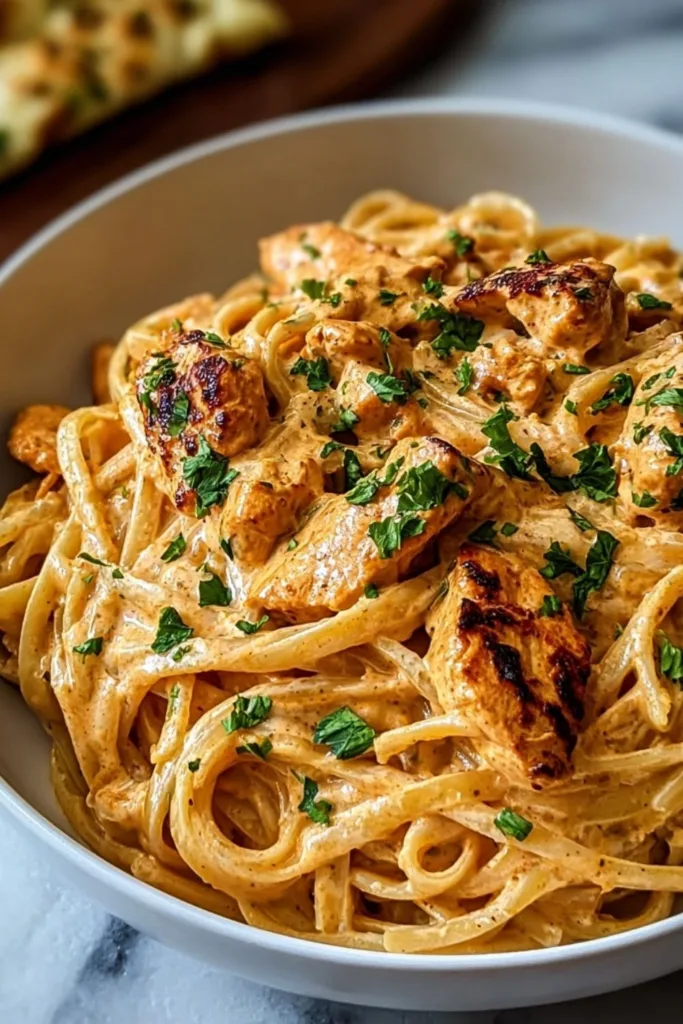 Cowboy Butter Chicken in a cast iron skillet with garlic herb butter sauce.